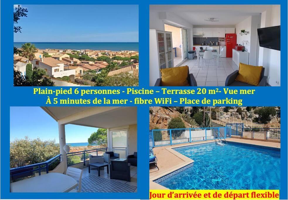 Plain-Pied, Terrasse, Piscine, Pleine Vue Mer, Plage A 6' A Pied, Parking, Wifi Fleury  Exterior foto