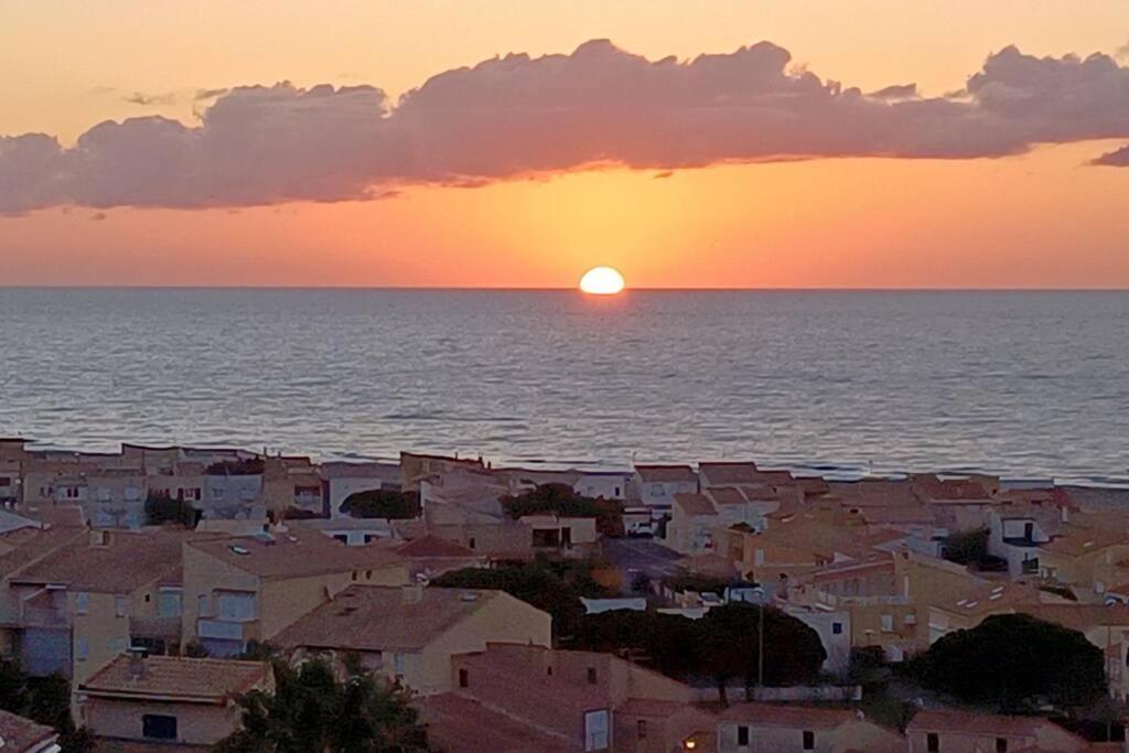 Plain-Pied, Terrasse, Piscine, Pleine Vue Mer, Plage A 6' A Pied, Parking, Wifi Fleury  Exterior foto